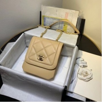Chanel Quilted Lambskin Vertical Flap Bag AS1895 Beige 2020 Collection AQ02092 Chanel Quilted Lambskin Vertical Flap Bag AS1895 Beige 2020 Collection AQ02092