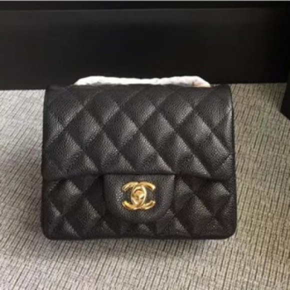 Chanel Classic Flap Mini Bag A1115 in Caviar Leather Black with Golden Hardware AQ00715 Chanel Classic Flap Mini Bag A1115 in Caviar Leather Black with Golden Hardware AQ00715