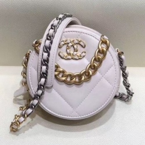 Chanel Maxi-Quilted Lambskin Round Clutch with Chain White 2019 Collection AQ01998 Chanel Maxi-Quilted Lambskin Round Clutch with Chain White 2019 Collection AQ01998
