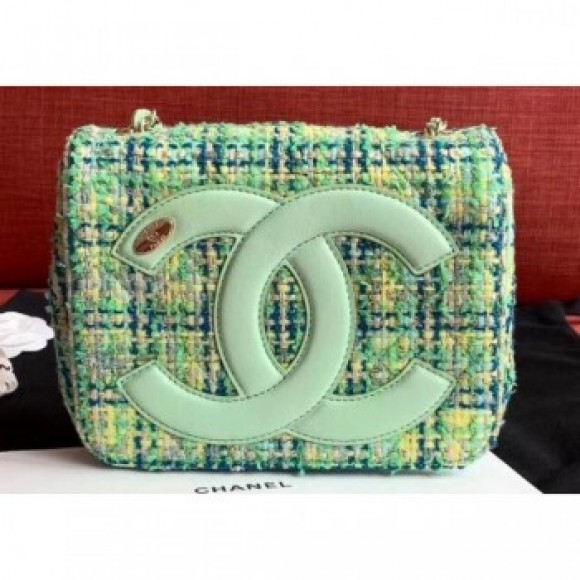 Chanel CC Logo Coco Flap Bag AS0321 Tweed Light Green 2019 AQ03288 Chanel CC Logo Coco Flap Bag AS0321 Tweed Light Green 2019 AQ03288