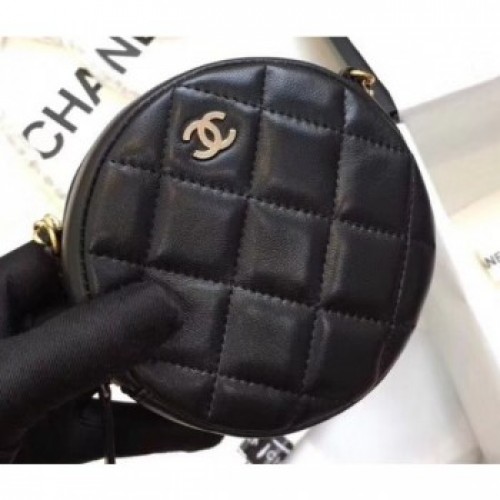 Chanel Classic Round Clutch with Chain Bag A70657 Lambskin Black/Gold 2018 AQ02927 Chanel Classic Round Clutch with Chain Bag A70657 Lambskin Black/Gold 2018 AQ02927