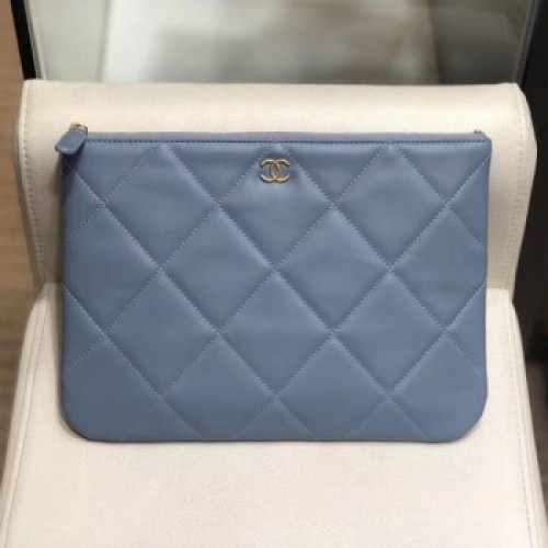 Chanel Quilted Lambskin 19 Pouch A86088 Blue 2019 Collection AQ00619