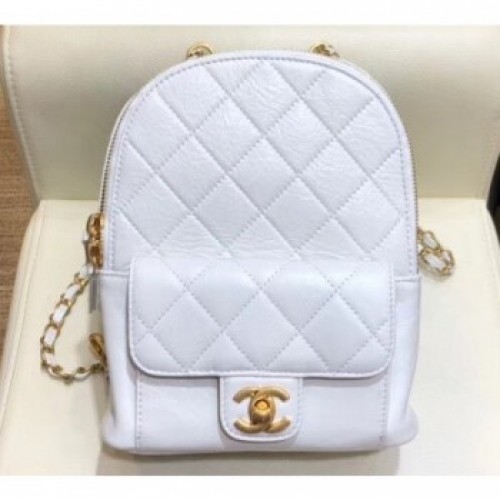 Chanel Waxy Calfskin CC Day Backpack Bag AS8866 White 2019 AQ01867