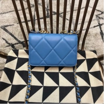 Chanel 19 Quilted Goatskin Wallet on Chain WOC AP0957 Blue 2019 Collection AQ01213 Chanel 19 Quilted Goatskin Wallet on Chain WOC AP0957 Blue 2019 Collection AQ01213