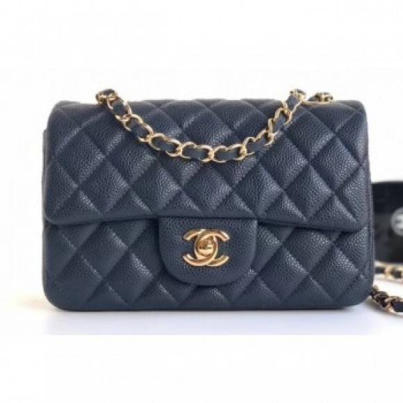 Chanel Caviar Leather Small Classic Flap Bag A1116 Navy Blue/Gold AQ03269 Chanel Caviar Leather Small Classic Flap Bag A1116 Navy Blue/Gold AQ03269