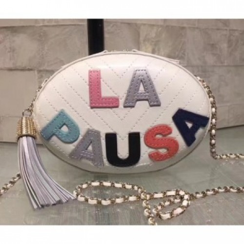 Chanel Embroidered Lambskin La Pausa Evening Bag AS0204 White/Multicolor 2019 AQ04352 Chanel Embroidered Lambskin La Pausa Evening Bag AS0204 White/Multicolor 2019 AQ04352