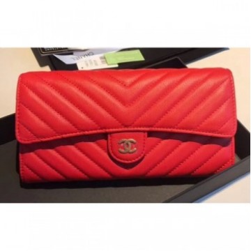 Chanel Chevron Flap Wallet Red 2018 AQ02770 Chanel Chevron Flap Wallet Red 2018 AQ02770
