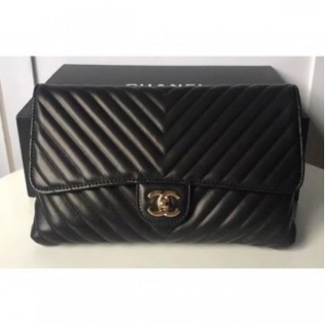 Chanel Lambskin Chevron Classic Clutch Bag A57650 Black 2018 AQ04334 Chanel Lambskin Chevron Classic Clutch Bag A57650 Black 2018 AQ04334