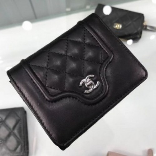 Chanel Quilted Lambskin Small Wallet Black 02 2019 Collection AQ00584 Chanel Quilted Lambskin Small Wallet Black 02 2019 Collection AQ00584