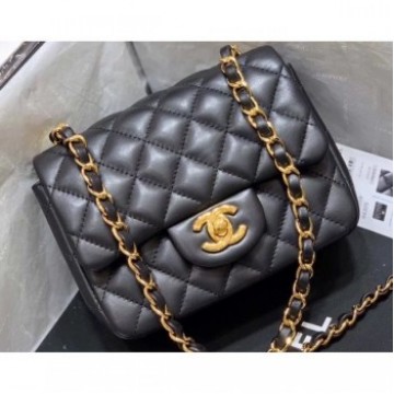 Chanel Original Quality Mini Classic Flap Bag 1115 in Sheepskin Black with Gold Hardware AQ01076 Chanel Original Quality Mini Classic Flap Bag 1115 in Sheepskin Black with Gold Hardware AQ01076