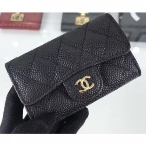Chanel Grained Leather Classic Flap Card Holder A80799 Black/Gold AQ01498 Chanel Grained Leather Classic Flap Card Holder A80799 Black/Gold AQ01498