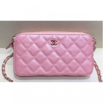 Chanel Iridescent Pearl Caviar Classic Clutch with Chain Bag A82527 Pink 2019 AQ02748 Chanel Iridescent Pearl Caviar Classic Clutch with Chain Bag A82527 Pink 2019 AQ02748