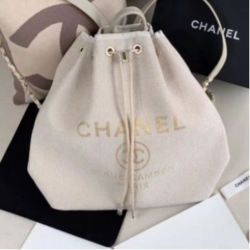 Chanel Cambo Canvas Backpack White 2019 Collection AQ03792