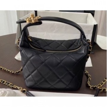 Chanel Quilted Small Hobo Clutch Bag AS1745 Black 2020 AQ01314 Chanel Quilted Small Hobo Clutch Bag AS1745 Black 2020 AQ01314