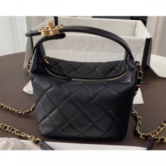 Chanel Quilted Small Hobo Clutch Bag AS1745 Black 2020 AQ01314 Chanel Quilted Small Hobo Clutch Bag AS1745 Black 2020 AQ01314