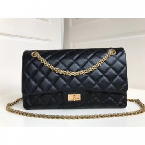 Chanel 2.55 Reissue Size 227 Bag in wrinkled calfskin black with gold hardware AQ03499 Chanel 2.55 Reissue Size 227 Bag in wrinkled calfskin black with gold hardware AQ03499