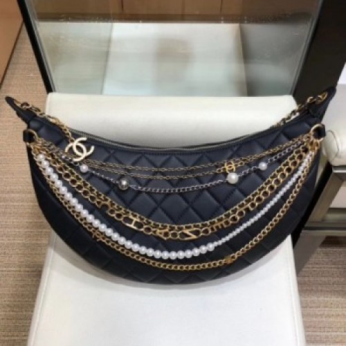 Chanel Quilted Lambskin Chain Tassel Hobo Bag AS0774 Black 2019 Collection AQ00679 Chanel Quilted Lambskin Chain Tassel Hobo Bag AS0774 Black 2019 Collection AQ00679