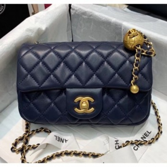 Chanel Lambskin & Gold-Tone Metal Flap Bag AS1787 Navy Blue 2020 Collection AQ02434 Chanel Lambskin & Gold-Tone Metal Flap Bag AS1787 Navy Blue 2020 Collection AQ02434