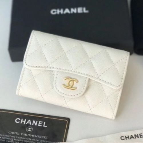 Chanel Grained Leather Classic Card Holder AP0214 White 2019 Collection AQ03080