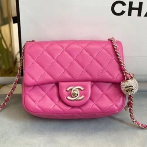 Chanel Quilted Leather Flap Bag with Crystal Ball AS1786 Pink 2020 Collection AQ00807