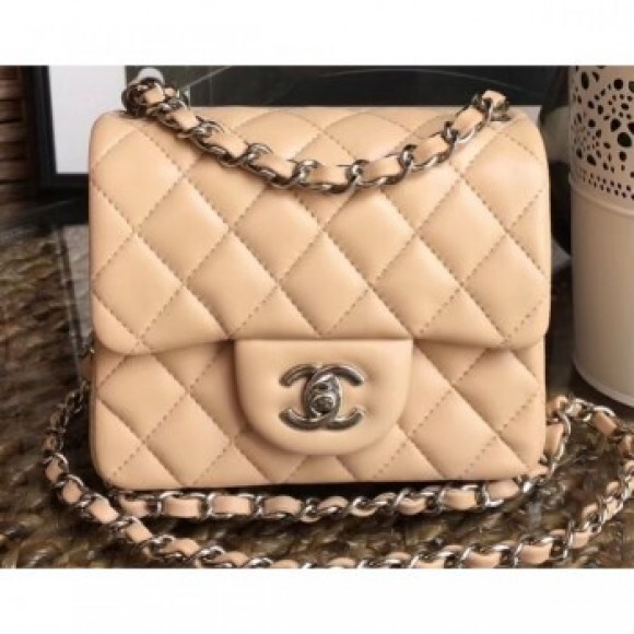 Chanel Lambskin Mini Classic Flap Bag A1115 Beige AQ01878 Chanel Lambskin Mini Classic Flap Bag A1115 Beige AQ01878