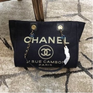 Chanel Deauville Lurex Canvas Medium Shopping Bag A93786 Navy Blue/Gold 2019 Collection AQ02903 Chanel Deauville Lurex Canvas Medium Shopping Bag A93786 Navy Blue/Gold 2019 Collection AQ02903