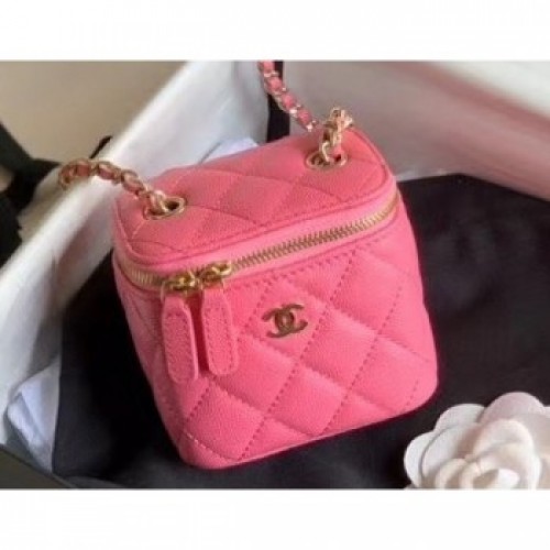 Chanel Grained Calfskin Mini Vanity with Classic Chain Bag AP1340 Pink 2020 AQ01432 Chanel Grained Calfskin Mini Vanity with Classic Chain Bag AP1340 Pink 2020 AQ01432