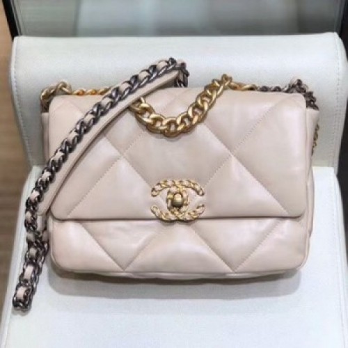 Chanel Lambskin 19 Small Flap Bag AS1160 Light Apricot 2019 Collection AQ03653 Chanel Lambskin 19 Small Flap Bag AS1160 Light Apricot 2019 Collection AQ03653