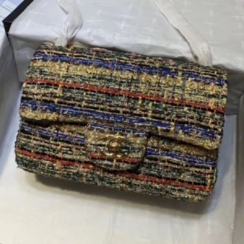 Chanel Tweed Small Classic Flap Bag A01112 Gold/Blue/Green 2019 Collection AQ01494 Chanel Tweed Small Classic Flap Bag A01112 Gold/Blue/Green 2019 Collection AQ01494