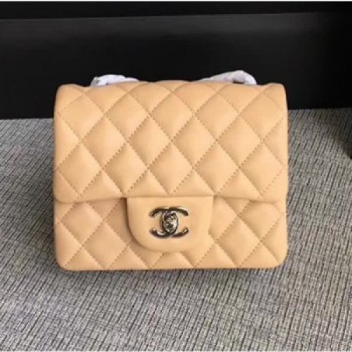 Chanel Classic Flap Mini Bag A1115 in Lambskin Leather Apricot with Silver Hardware AQ00632 Chanel Classic Flap Mini Bag A1115 in Lambskin Leather Apricot with Silver Hardware AQ00632