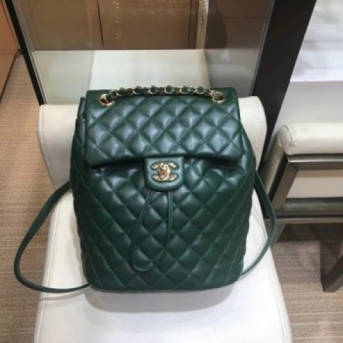 Chanel Quilting sheepskin Backpack Bag A91121 green with gold hardware AQ00655 Chanel Quilting sheepskin Backpack Bag A91121 green with gold hardware AQ00655