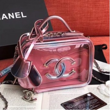 Chanel Iridescent PVC Small Vanity Case A93342 Pink 2019 Collection AQ03957 Chanel Iridescent PVC Small Vanity Case A93342 Pink 2019 Collection AQ03957