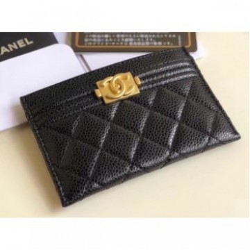 Chanel Pearl Caviar Leather Boy Card Holder Black 2018 AQ01013 Chanel Pearl Caviar Leather Boy Card Holder Black 2018 AQ01013
