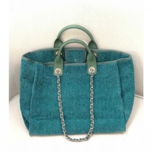 Chanel Deauville Velvet Large Shopping Bag A66942 Blue 2019 Collection AQ01024