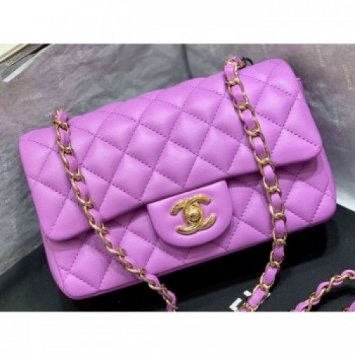 Chanel Original Quality Small Classic Flap Bag 1116 in Sheepskin Mauve with Gold Hardware AQ02766 Chanel Original Quality Small Classic Flap Bag 1116 in Sheepskin Mauve with Gold Hardware AQ02766