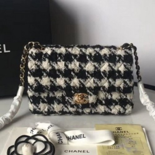 Chanel Houndstooth Tweed 19 Mini Flap Bag AS1162 White/Black 2019 Collection AQ01879 Chanel Houndstooth Tweed 19 Mini Flap Bag AS1162 White/Black 2019 Collection AQ01879