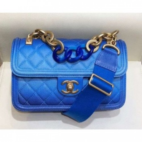 Chanel Caviar Sunset On The Sea Small Classic Flap Bag Blue 2019 AQ00829