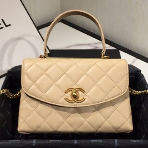 Chanel Quilted Lambskin Flap Bag with Handle AS1175 Apricot 2019 Collection AQ00912