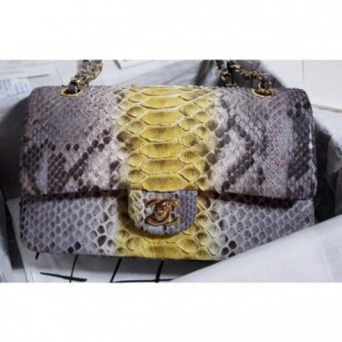 Chanel Python Classic Flap Medium Bag A1112 09 AQ01666 Chanel Python Classic Flap Medium Bag A1112 09 AQ01666