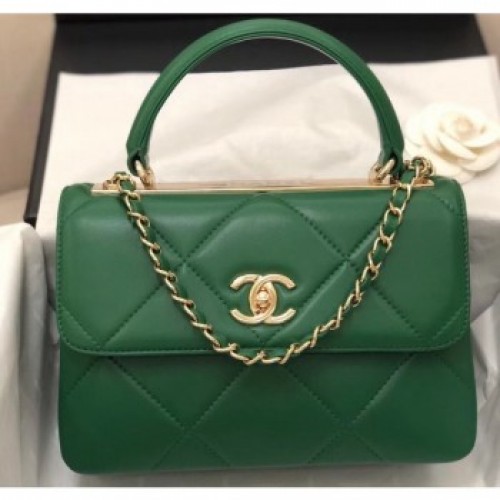 Chanel Trendy CC Maxi Small Flap with Handle Bag A92236 Green 2019 AQ02793
