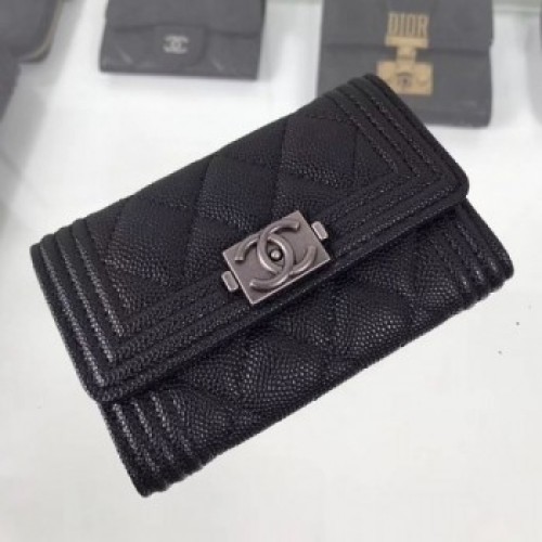 Chanel Grained Leather Small Flap Boy Wallet A80603 Black 2019 Collection AQ01262 Chanel Grained Leather Small Flap Boy Wallet A80603 Black 2019 Collection AQ01262