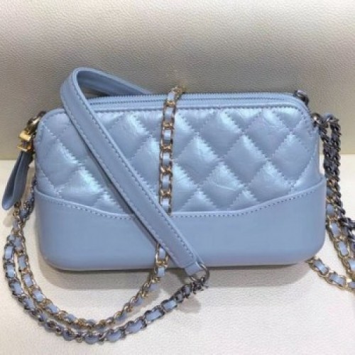 Chanel Pearl Glossy Quilted Vintage Leather Gabrielle Clutch with Chain A94505 Blue 2019 Collection AQ01725 Chanel Pearl Glossy Quilted Vintage Leather Gabrielle Clutch with Chain A94505 Blue 2019 Collection AQ01725
