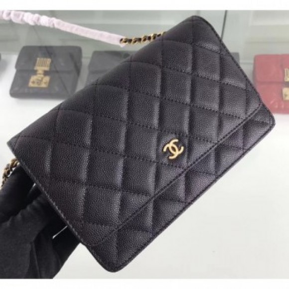 Chanel Caviar Leather Wallet On Chain WOC Bag A33814 Black 2019 AQ03041 Chanel Caviar Leather Wallet On Chain WOC Bag A33814 Black 2019 AQ03041