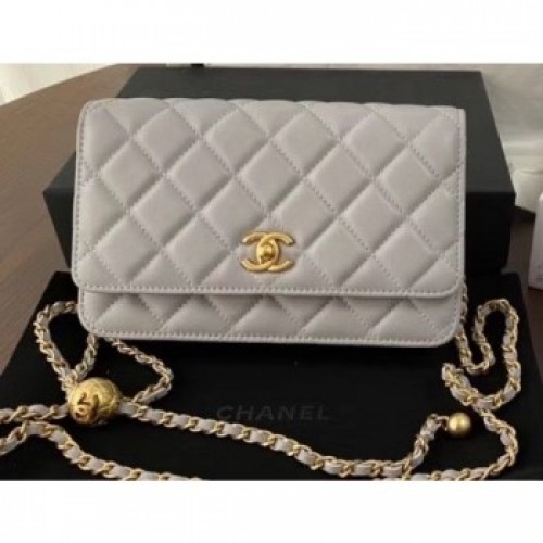 Chanel Pearl Wallet on Chain WOC Bag AP1450 Gray 2020 AQ03786 Chanel Pearl Wallet on Chain WOC Bag AP1450 Gray 2020 AQ03786