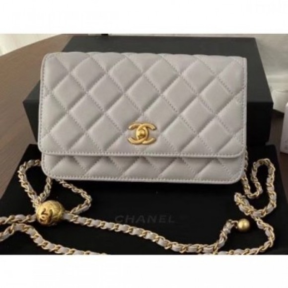 Chanel Pearl Wallet on Chain WOC Bag AP1450 Gray 2020 AQ03786 Chanel Pearl Wallet on Chain WOC Bag AP1450 Gray 2020 AQ03786