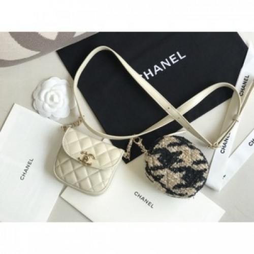 Chanel Waist Bag &amp; Coin Purse AP0743 Beige &amp; Black AQ02265