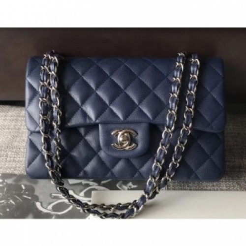 Chanel Caviar Leather Classic Flap Small Bag A01113 Haze Blue/Silver 2018 AQ02812