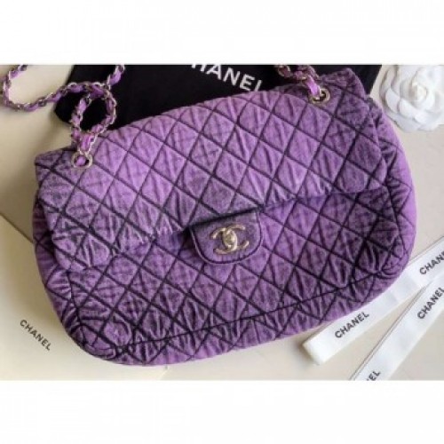 Chanel Denim Large Classic Flap Bag Purple 2020 AQ02247 Chanel Denim Large Classic Flap Bag Purple 2020 AQ02247