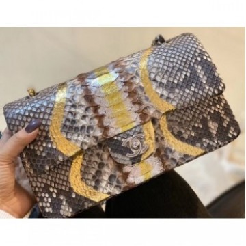 Chanel Python Classic Flap Medium Bag A1112 38 AQ01655