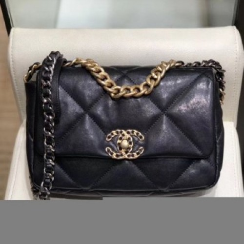 Chanel Lambskin 19 Small Flap Bag AS1160 Black 2019 Collection AQ02026 Chanel Lambskin 19 Small Flap Bag AS1160 Black 2019 Collection AQ02026
